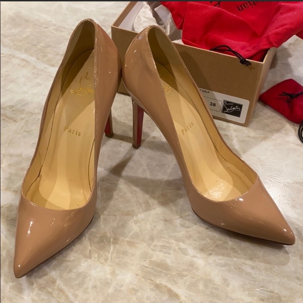 Nude patent leather Christian Louboutin pigalle 100